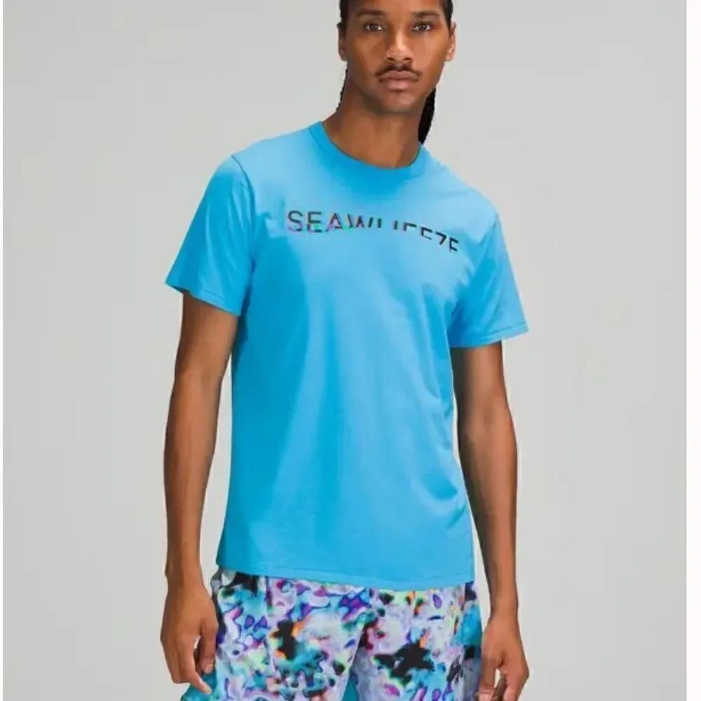 Lululemon The Fundamental Tee Seewheeze Blue Logo